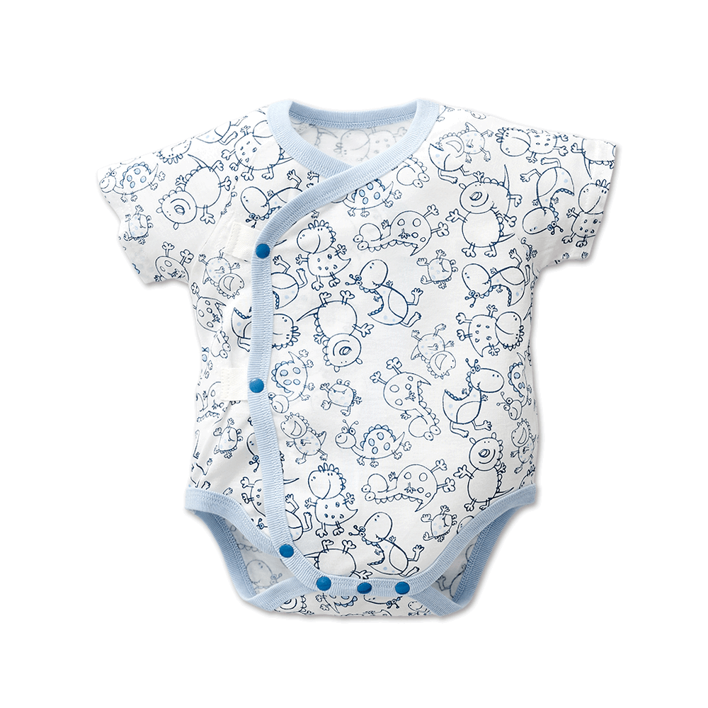 【Baby City娃娃城】天絲短袖初生連身衣／2色（塗鴉藍、可愛粉）