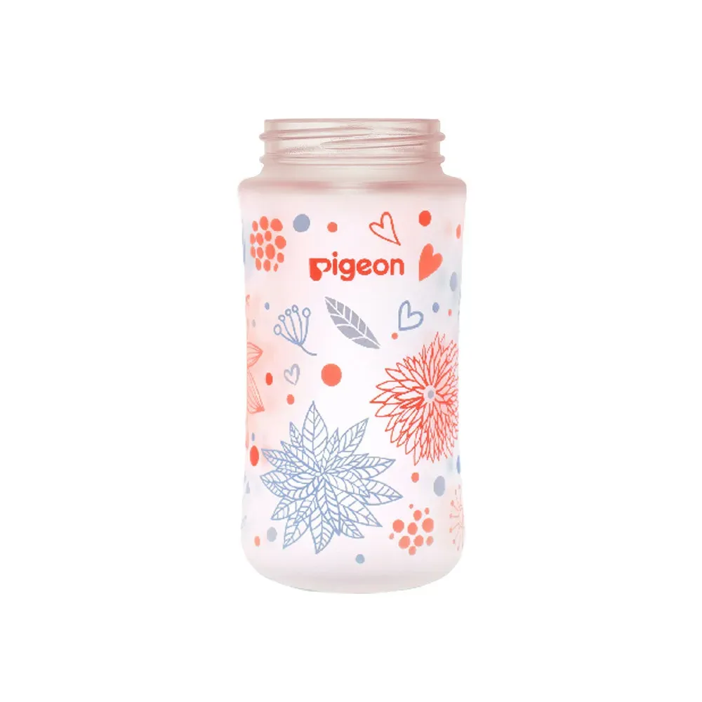 【Pigeon貝親】第三代寬口矽膠護層玻璃奶瓶(空瓶)240ml/繁花似錦
