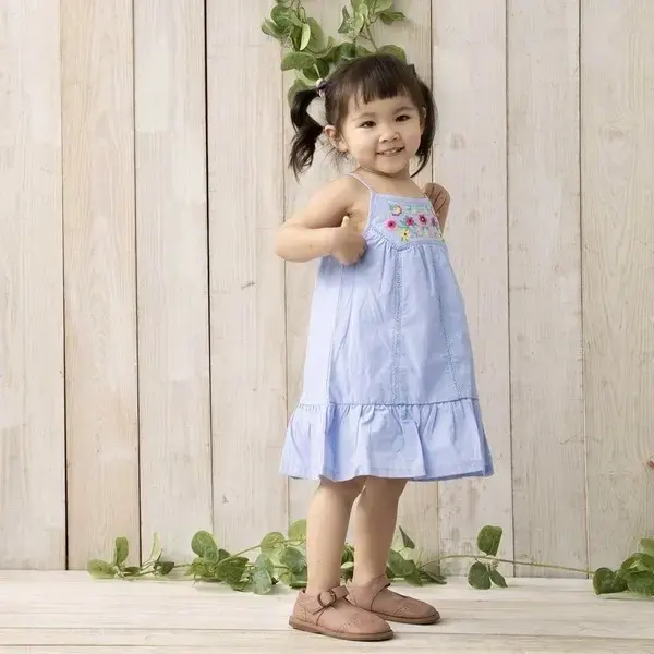 【Little Me】牛仔繡花背心洋裝/襯褲《3歲(含)以上無襯褲》