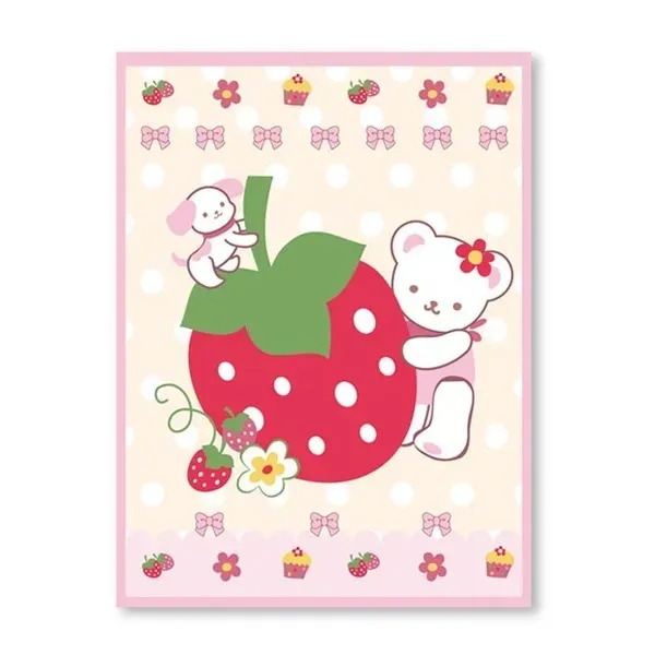 【Baby City娃娃城】點點草莓熊盒裝童毯/粉