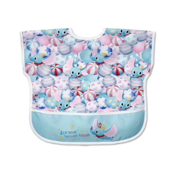 【Baby City娃娃城】小飛象防水收納短袖圍兜/畫畫衣