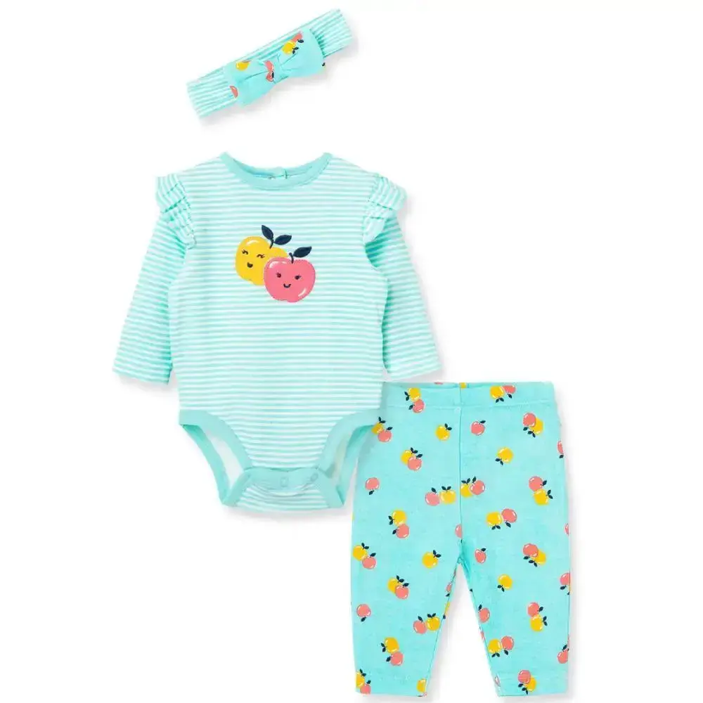 【Little Me】蘋果長袖連身衣/褲/髮帶