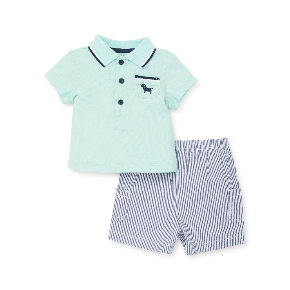 【Little Me】小狗襯衫/短褲二件組