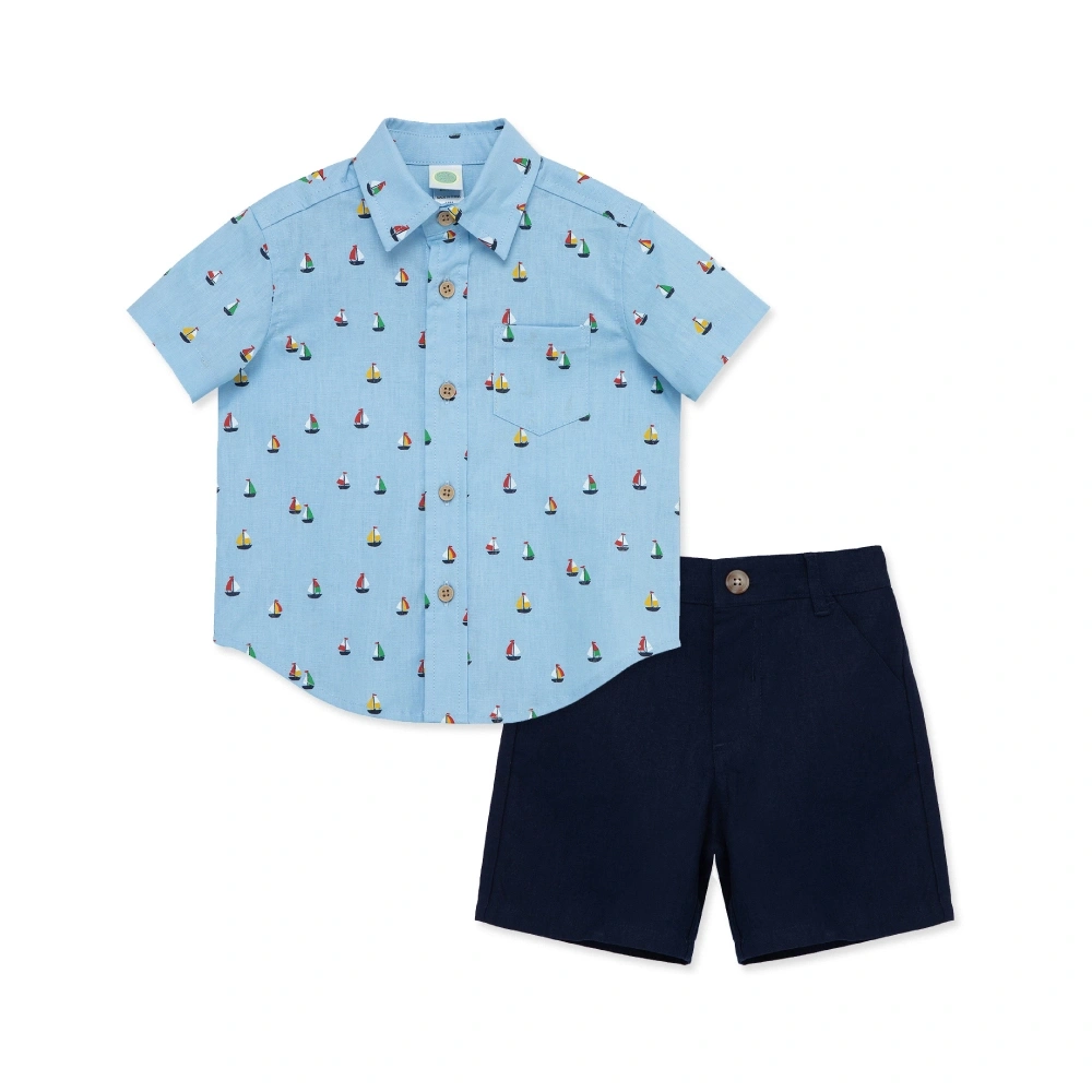 【Little Me】小船梭織襯衫/褲子