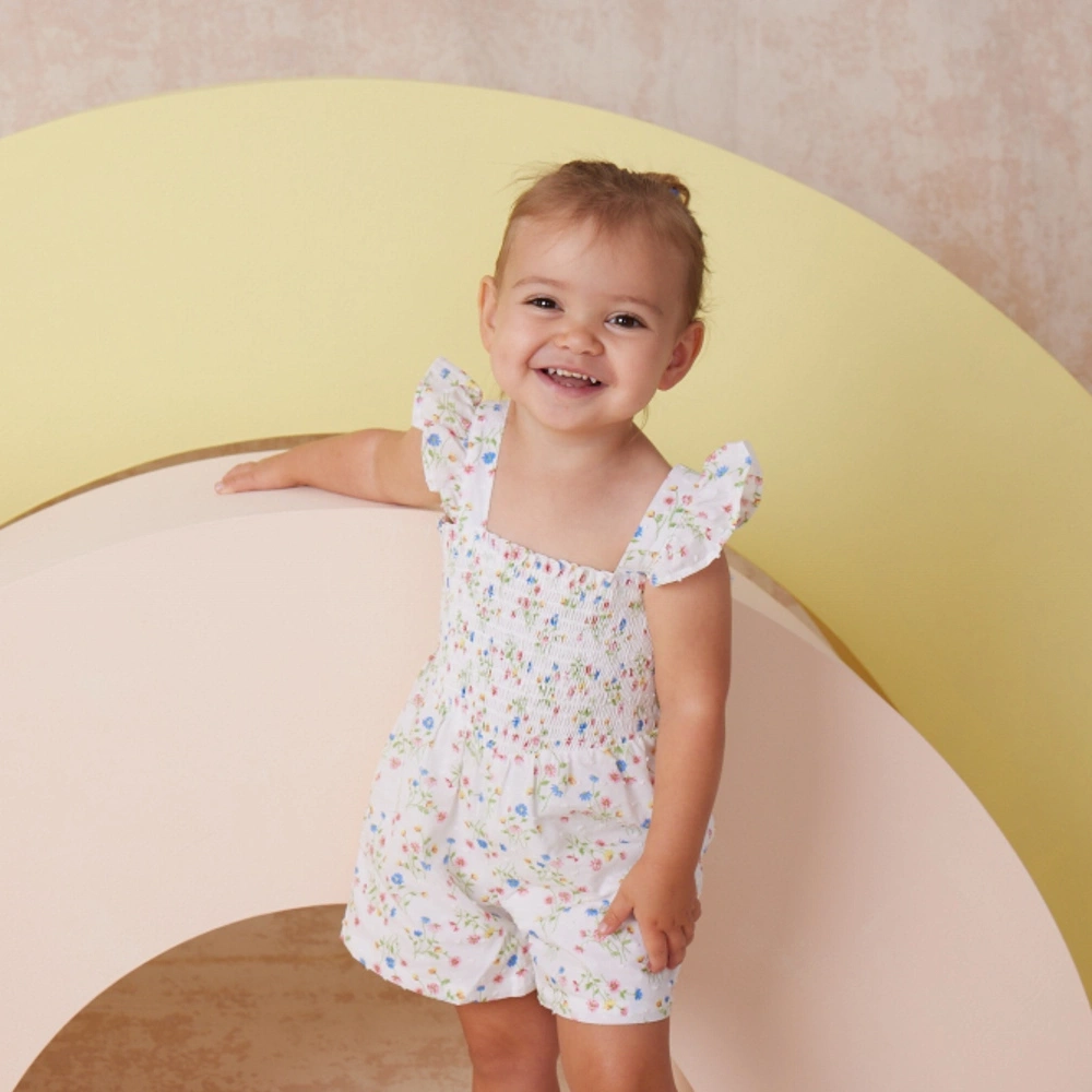 【Little Me】碎花鬆緊連身褲