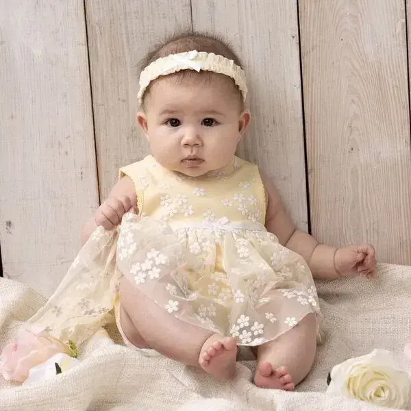 【Little Me】雛菊紗裙連身衣/髮帶