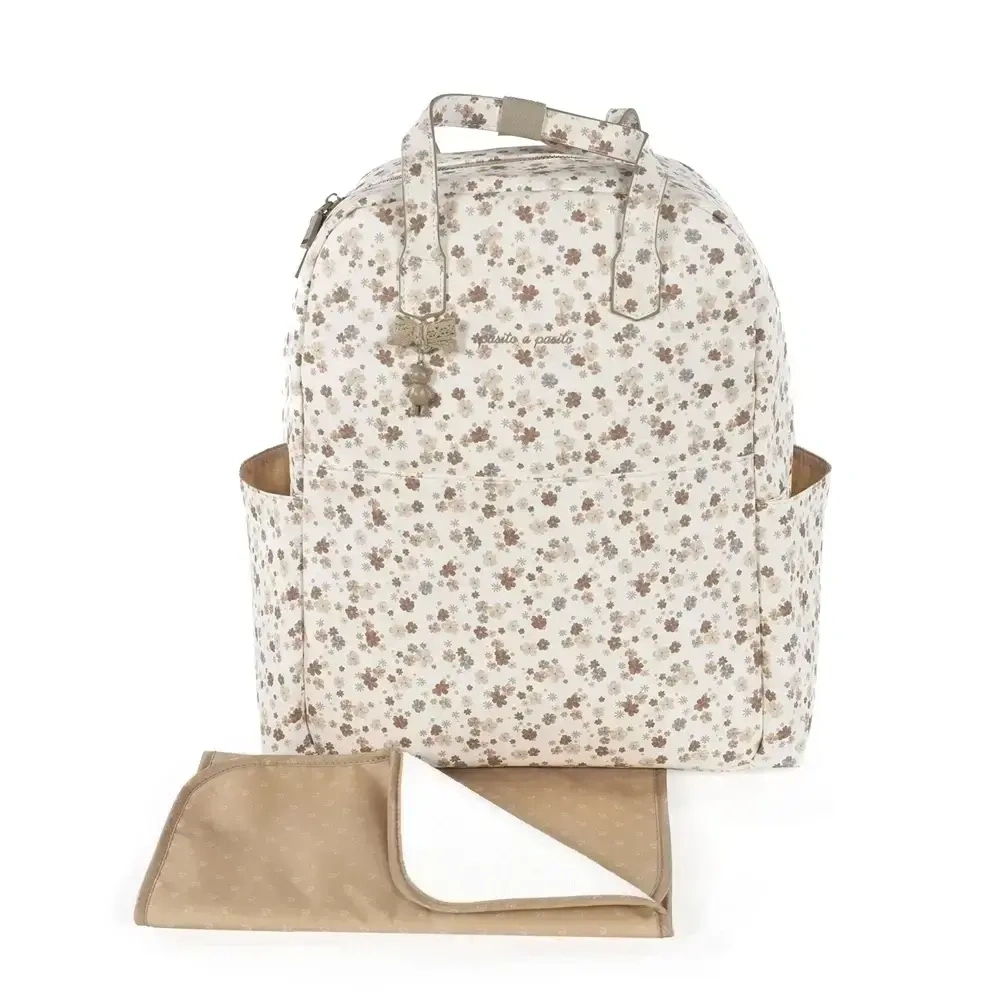 【Pasito a pasito】防潑水皮革後背媽媽包/法式小花