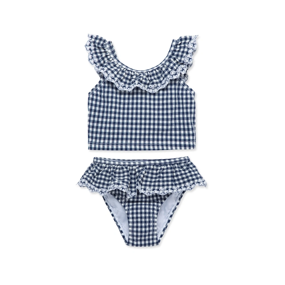 【Little Me】藍色格紋泳裝組