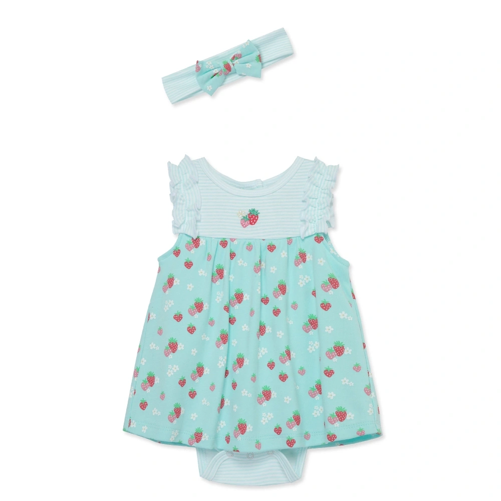 【Little Me】可愛草莓洋裝/髮帶