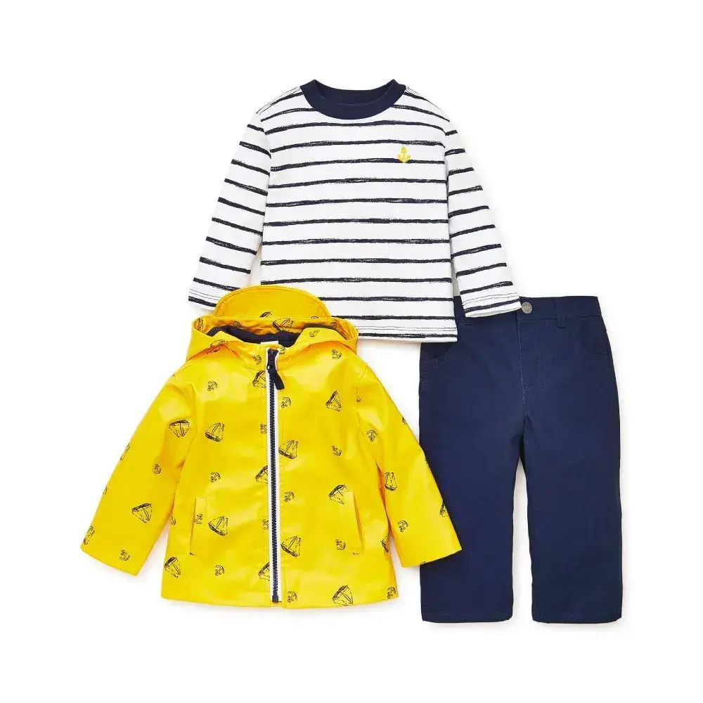 【Little Me】帆船上衣/長褲/雨衣3件組