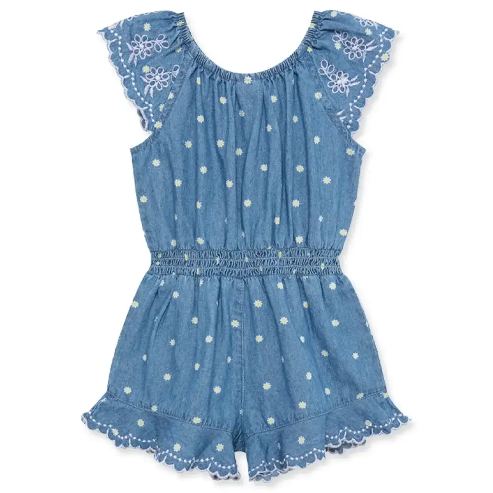 【Little Me】花邊平織背心連身褲