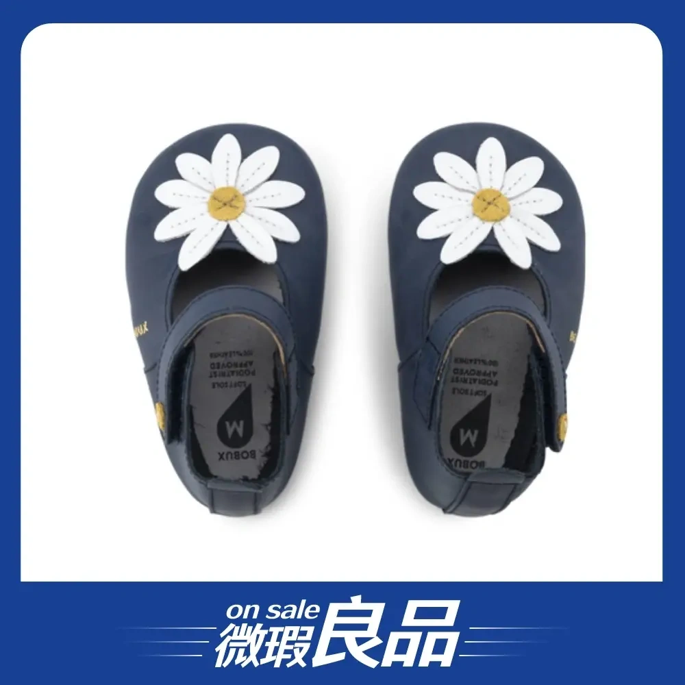 【盒損良品】【BOBUX】真皮寶寶成長鞋/雛菊/海軍藍M號
