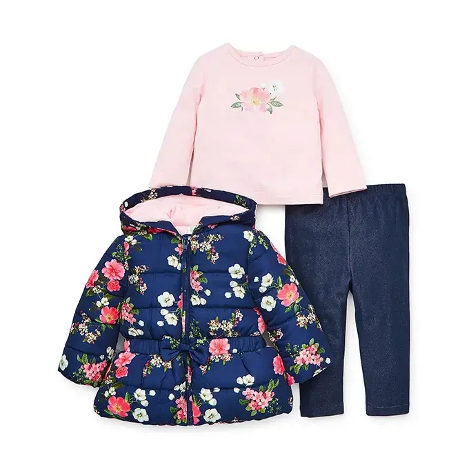 【Little Me】花卉外套＋上衣＋長褲