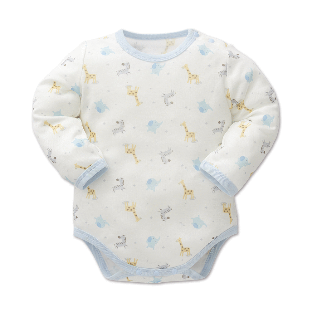 【Baby City娃娃城】天絲棉長袖肩開連身衣-森林動物／2色