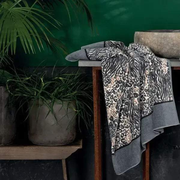 【feiler】狂野豹紋浴巾(75x150) / 灰