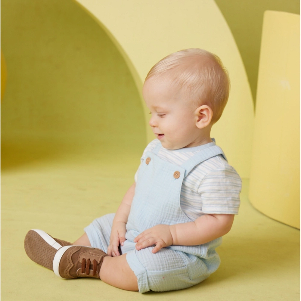 【Little Me】藍色條紋吊帶褲套裝