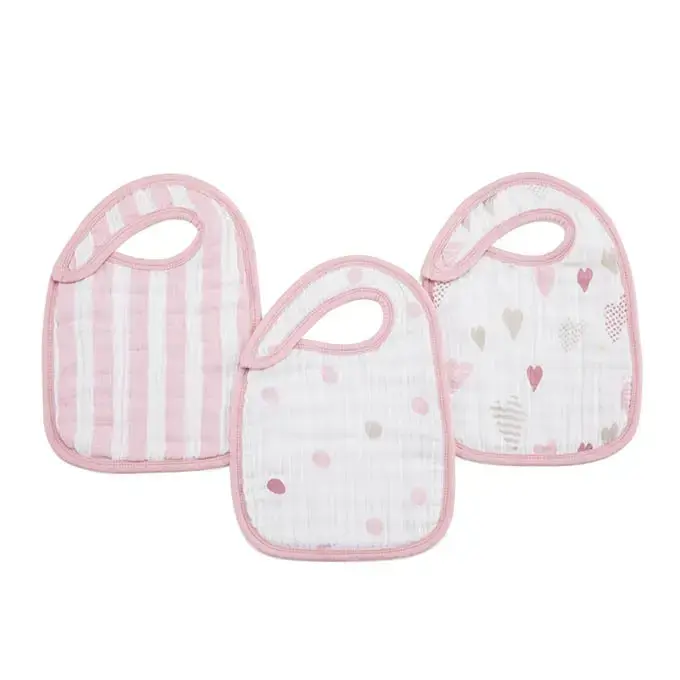 【Aden&Anais】經典圍兜3入/愛心點點