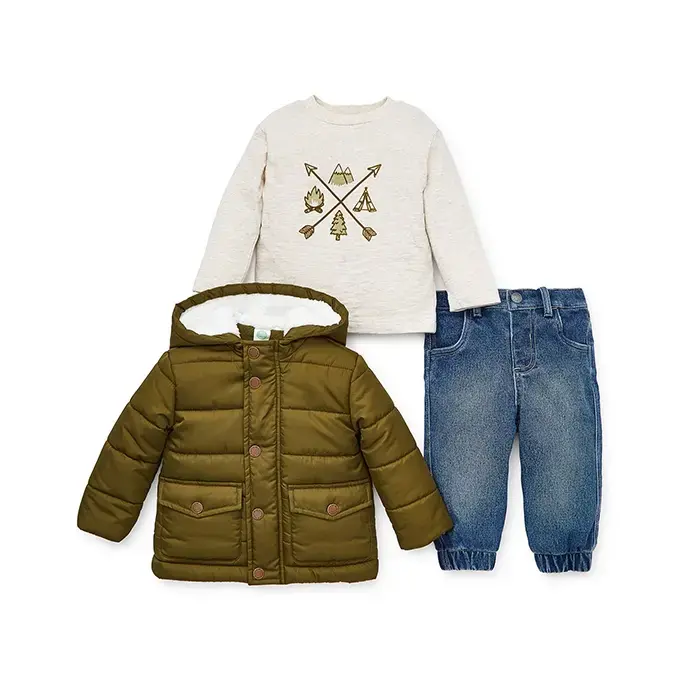 【Little Me】橄欖綠外套＋上衣＋長褲