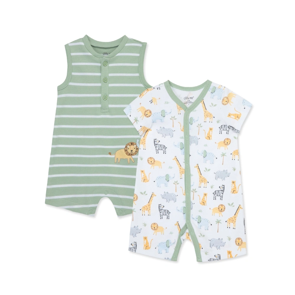 【Little Me】動物條紋短兔裝二入組