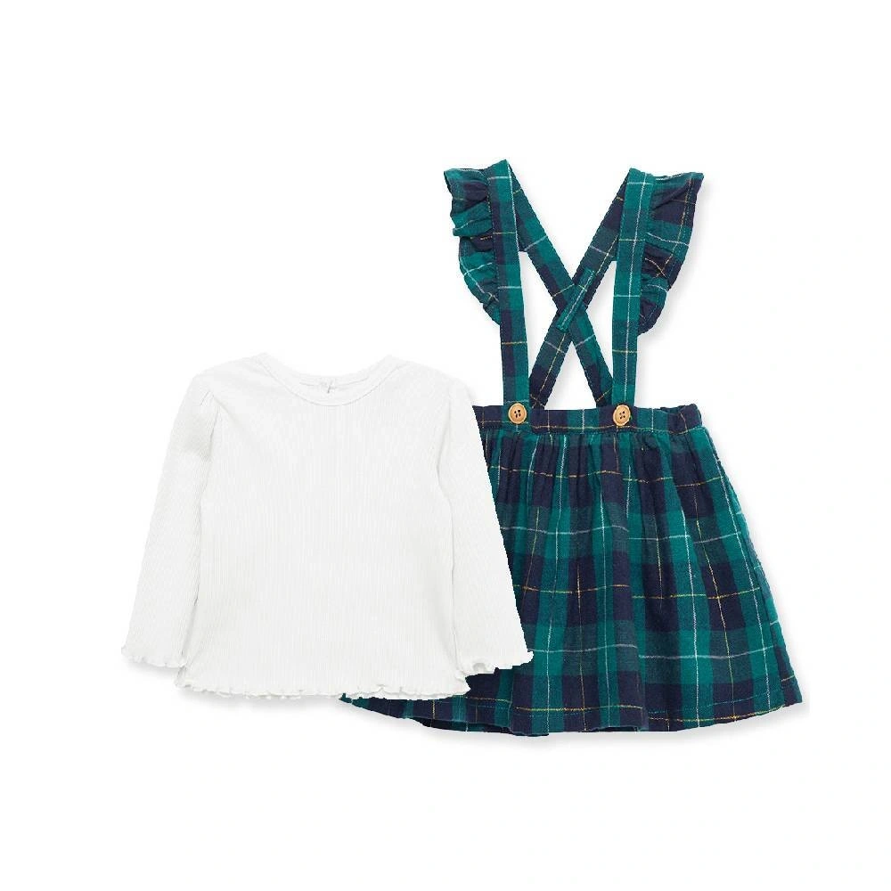 【Little Me】綠格吊帶裙組