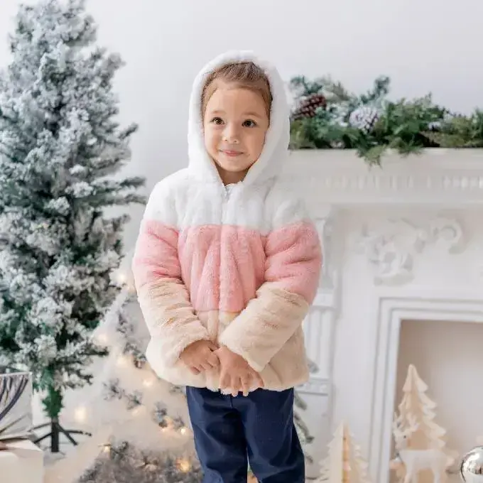 【Little Me】條紋毛絨連帽外套/長袖上衣/長褲