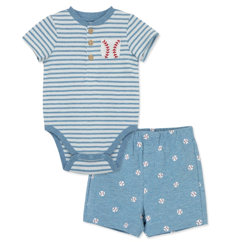 【Little Me】棒球短袖連身衣/褲子