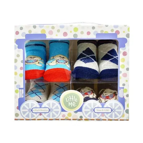 【Little Me】藍色動物男襪四入組
