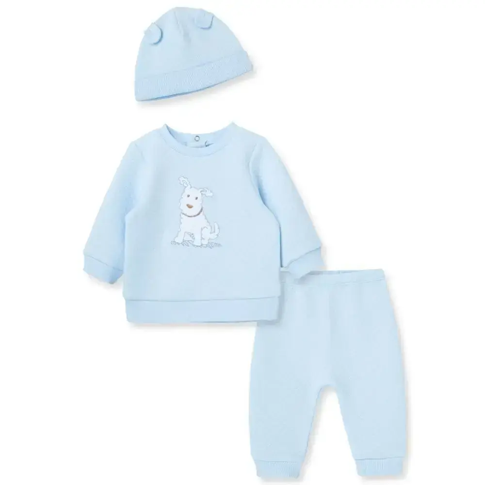 【Little Me】藍小狗長袖上衣/褲子/帽