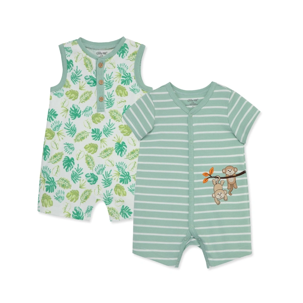 【Little Me】猴子條紋短兔裝二入組