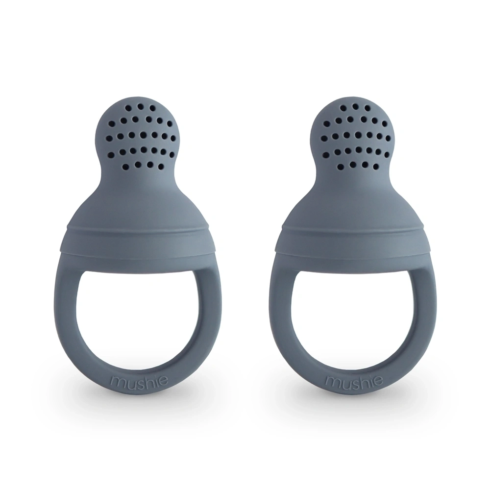 【mushie】矽膠嬰兒餵食器2入/海藍