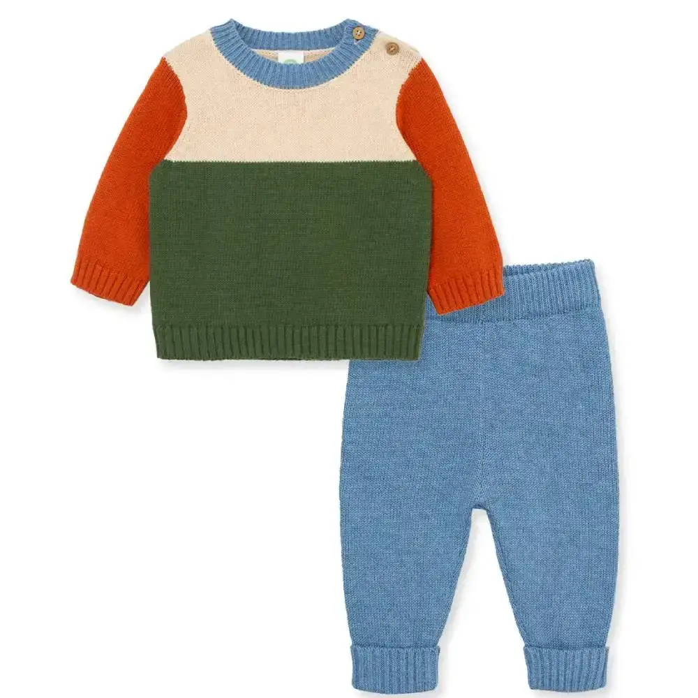 【Little Me】拼接針織上衣/長褲