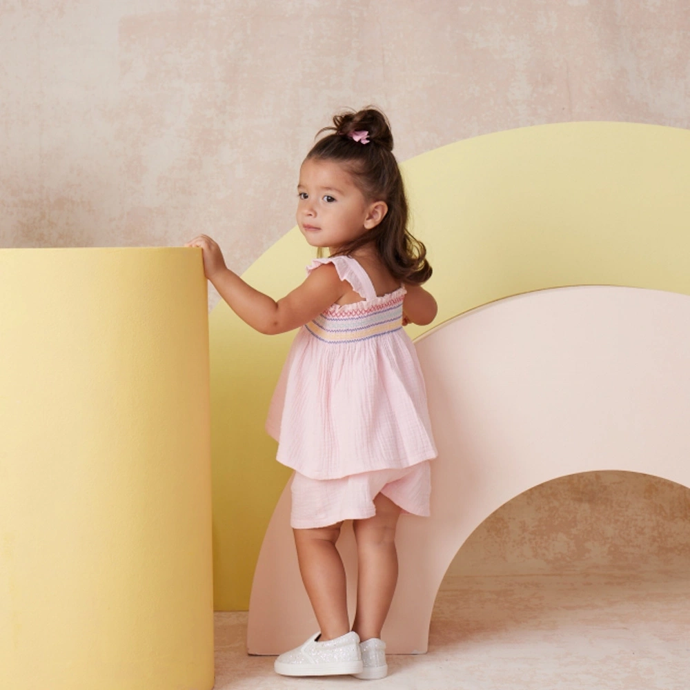 【Little Me】粉嫩抓皺背心/褲子