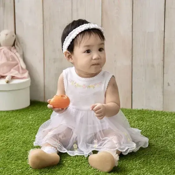 【Little Me】花卉紗裙連身衣/髮帶