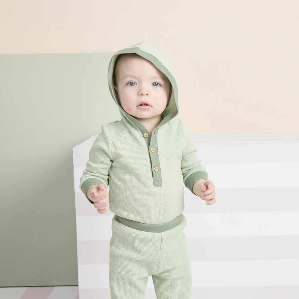 【Little Me】淺綠鬆餅帶帽連身衣/長褲