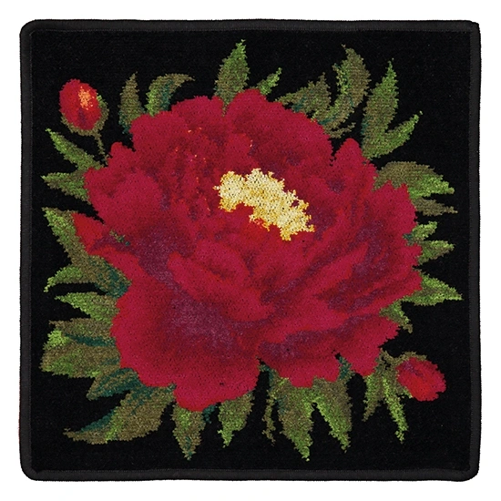 【feiler】紅韻牡丹面巾(30x30)/黑