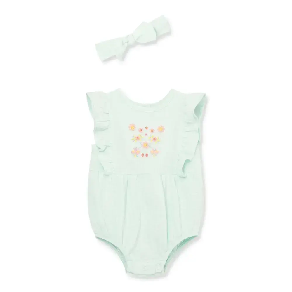 【Little Me】雛菊泡泡連身衣/髮帶