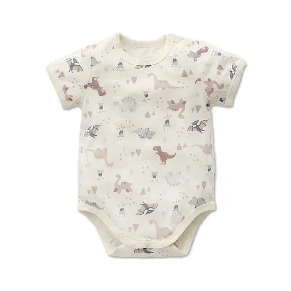 【Baby City娃娃城】美棉短袖肩開連身衣/恐龍世界