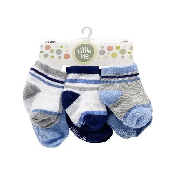 【Little Me】灰藍運動男襪六入組