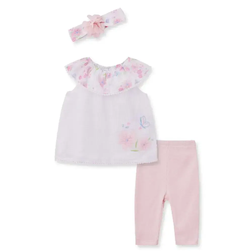 【Little Me】蝴蝶上衣/長褲/髮帶