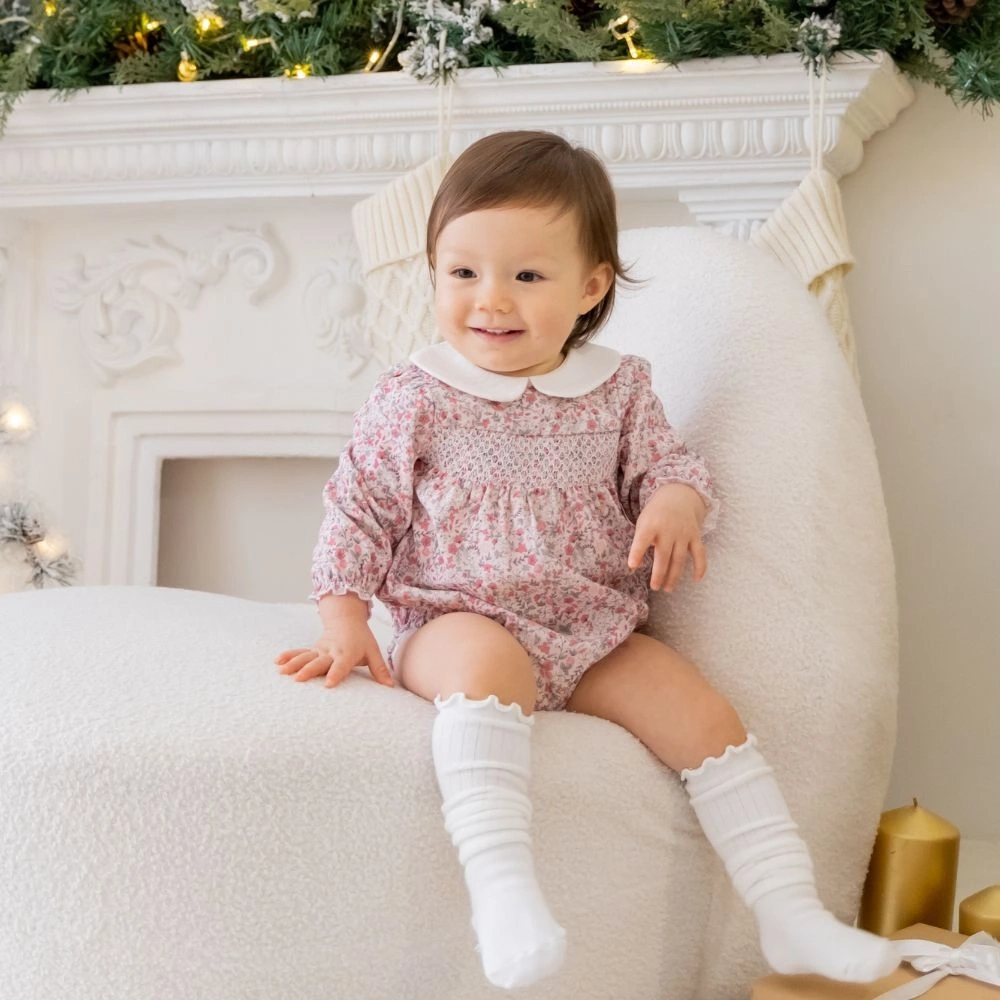 【Little Me】法式花園泡泡洋裝/長襪/髮帶