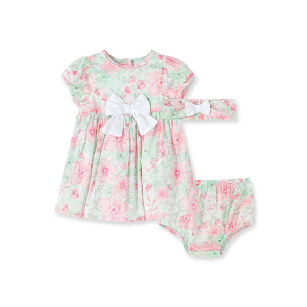 【Little Me】繁盛花卉洋裝/襯褲/髮帶三入組