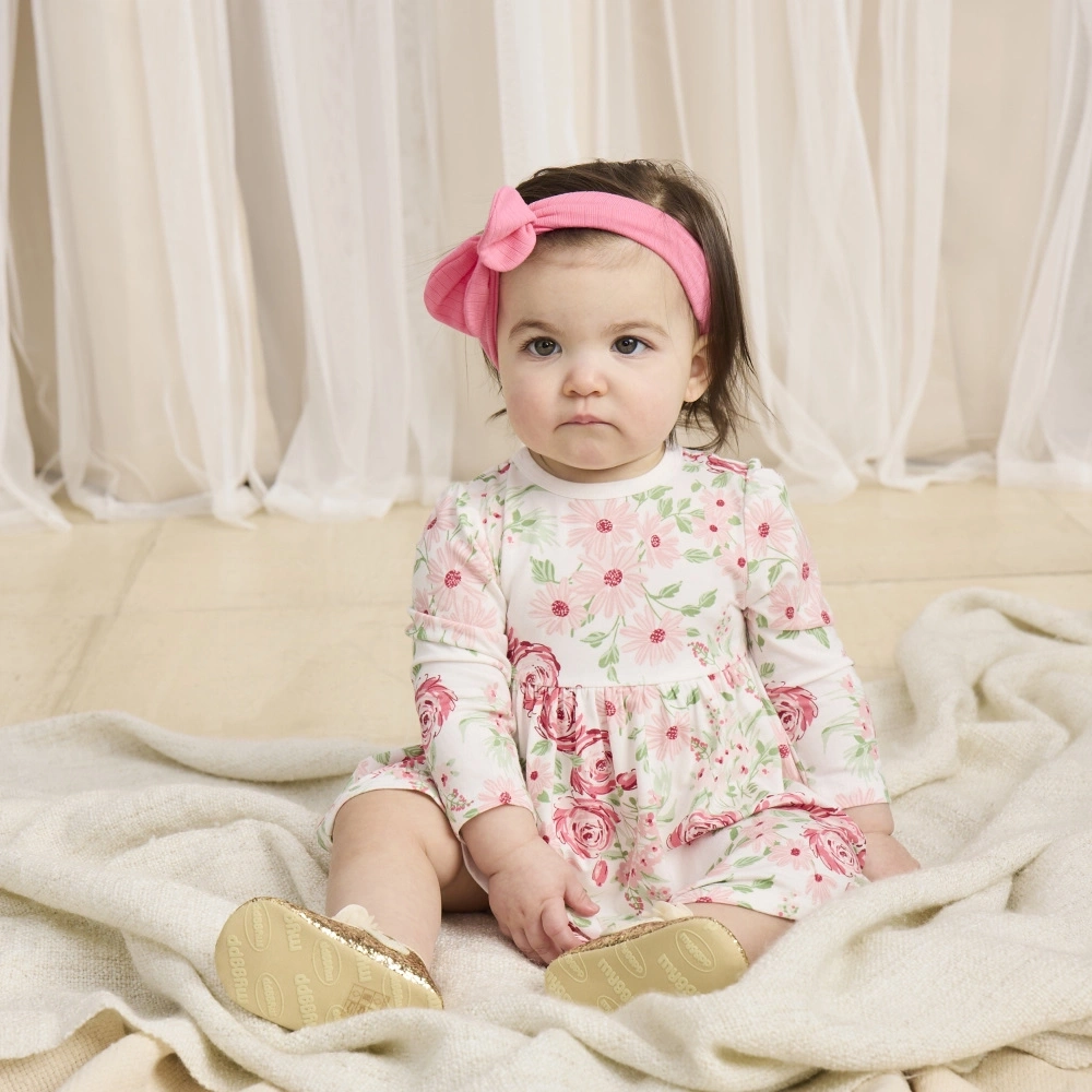 【Little Me】玫瑰竹纖維包屁洋裝二件組