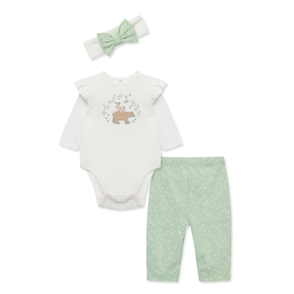 【Little Me】森林長袖連身衣/長褲/髮帶