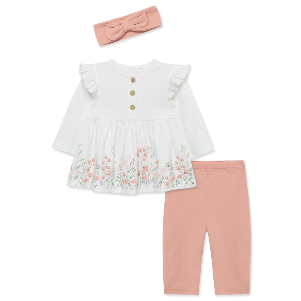 【Little Me】粉嫩花園上衣/長褲/髮帶