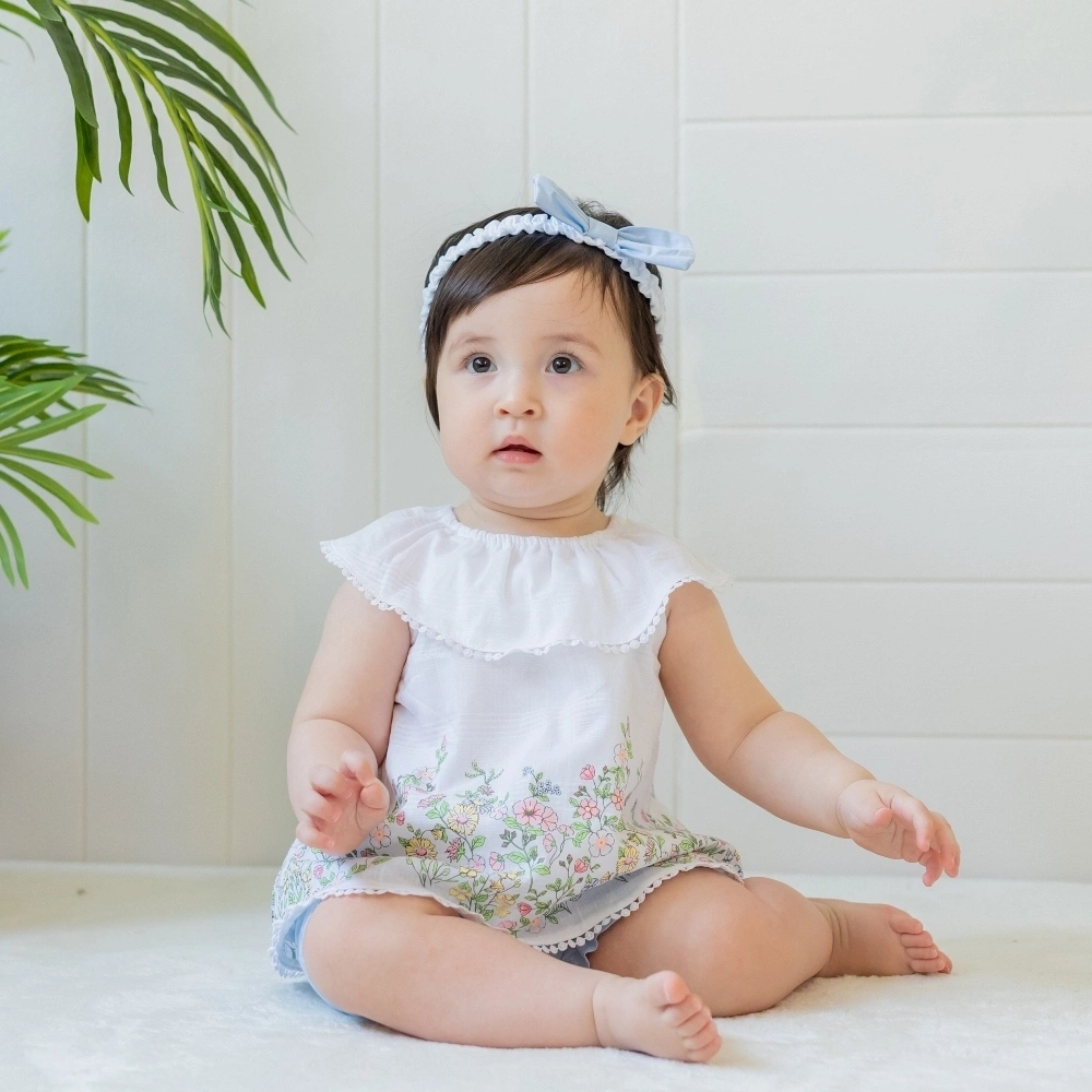 【Little Me】花園荷葉領上衣/褲子/髮帶