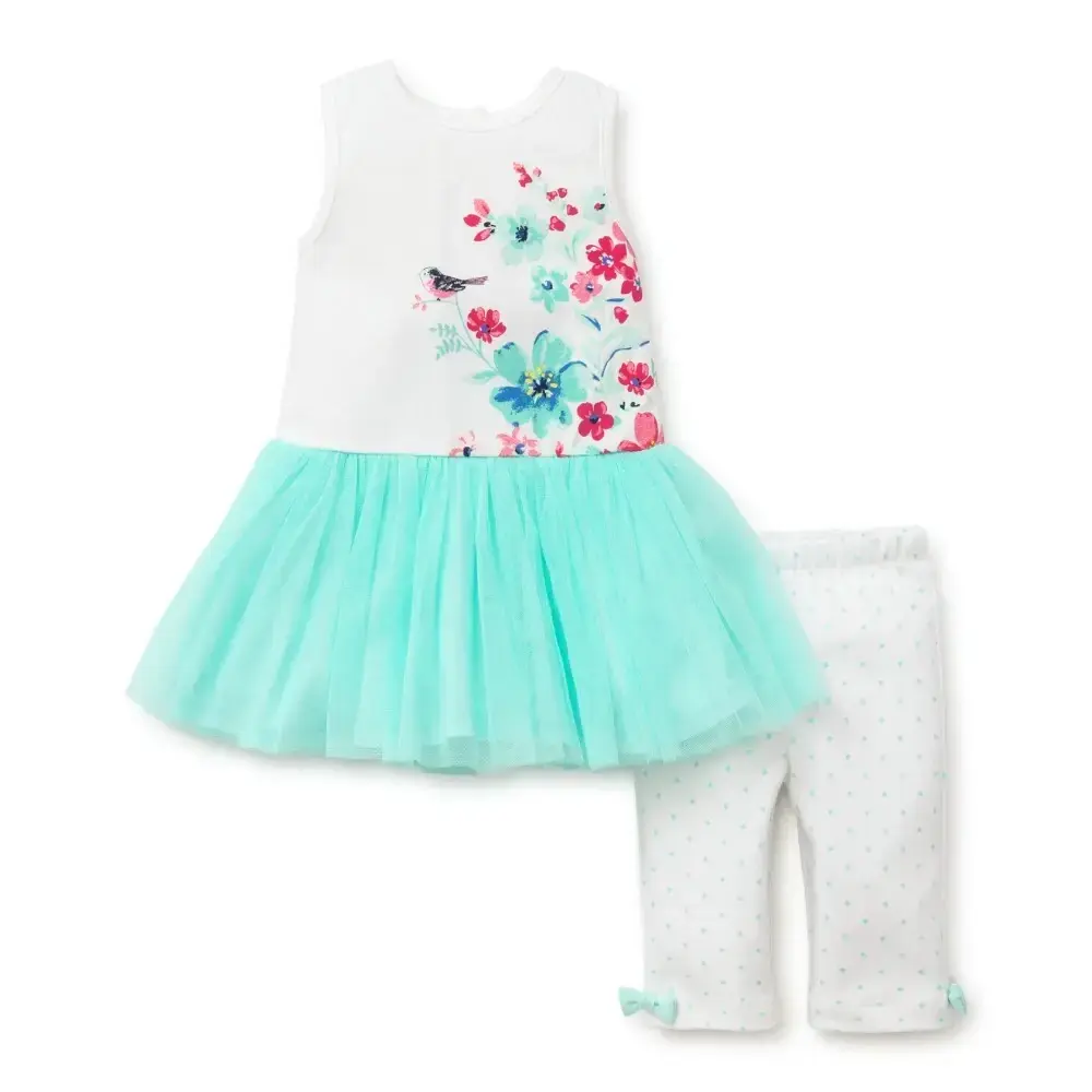 【Little Me】花幔紗裙洋裝/七分褲組