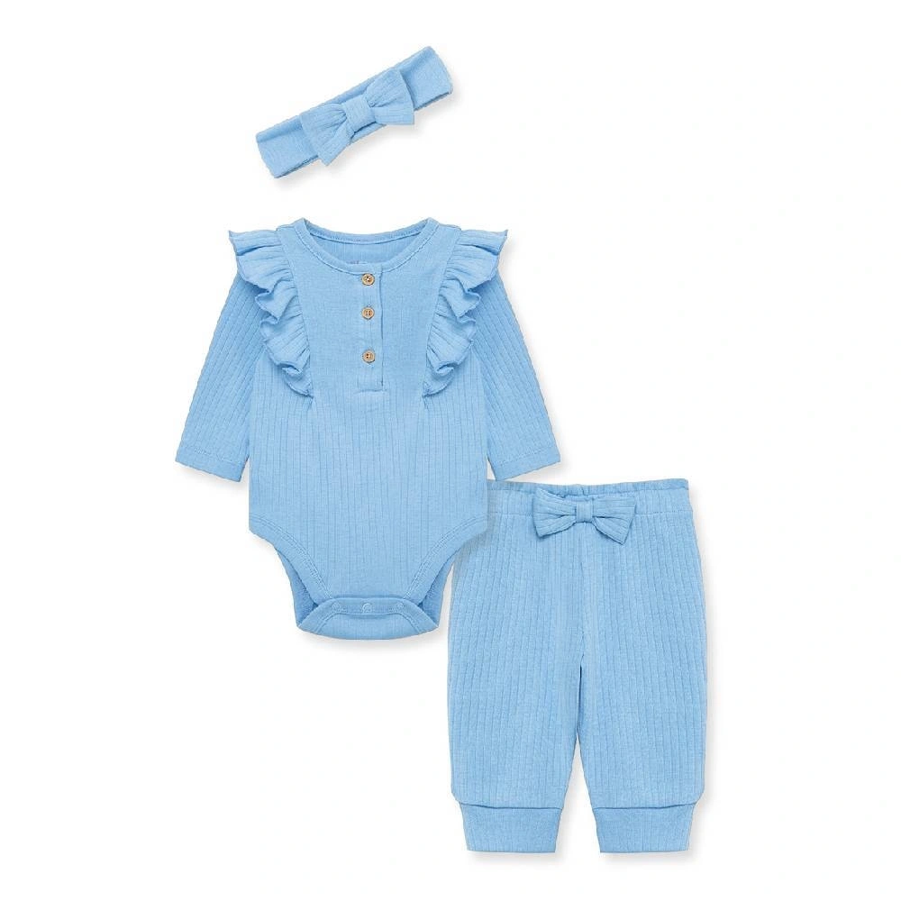 【Little Me】藍色長袖連身衣/長褲/髮帶