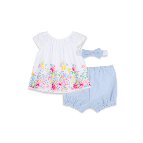 【Little Me】花卉遊戲上衣/短褲/髮帶