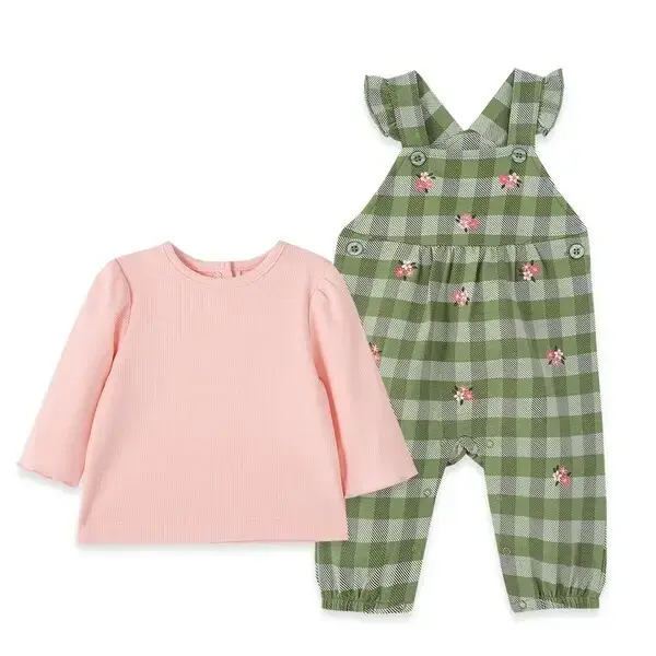 【Little Me】花卉格子吊帶褲套裝