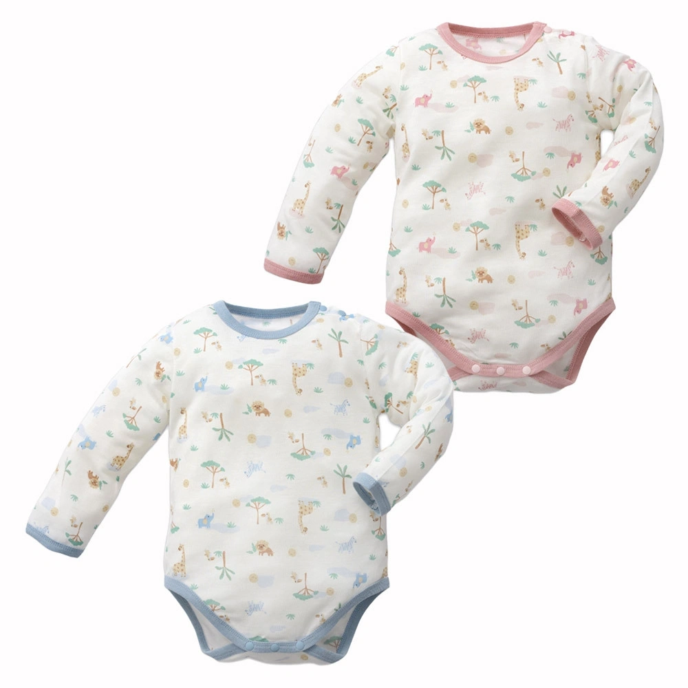 【Baby City娃娃城】天絲長袖肩開連身衣(草原動物) / 2色